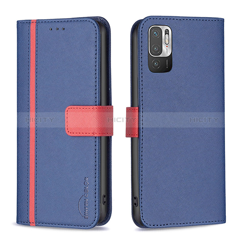 Custodia Portafoglio In Pelle Cover con Supporto B13F per Xiaomi Redmi Note 10 5G Blu