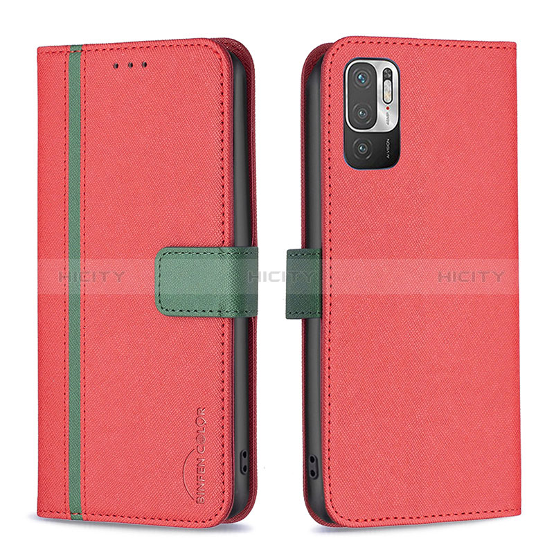 Custodia Portafoglio In Pelle Cover con Supporto B13F per Xiaomi Redmi Note 10 5G Rosso