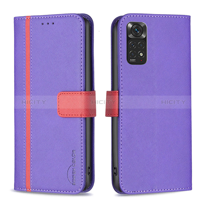 Custodia Portafoglio In Pelle Cover con Supporto B13F per Xiaomi Redmi Note 11 4G (2022) Viola