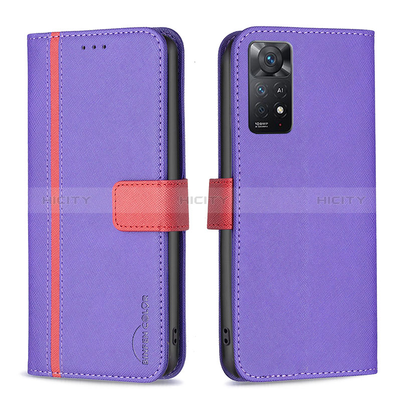 Custodia Portafoglio In Pelle Cover con Supporto B13F per Xiaomi Redmi Note 11 Pro 4G Viola