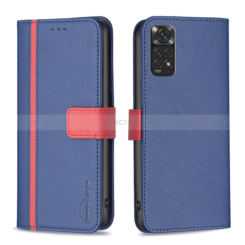 Custodia Portafoglio In Pelle Cover con Supporto B13F per Xiaomi Redmi Note 11S 4G Blu