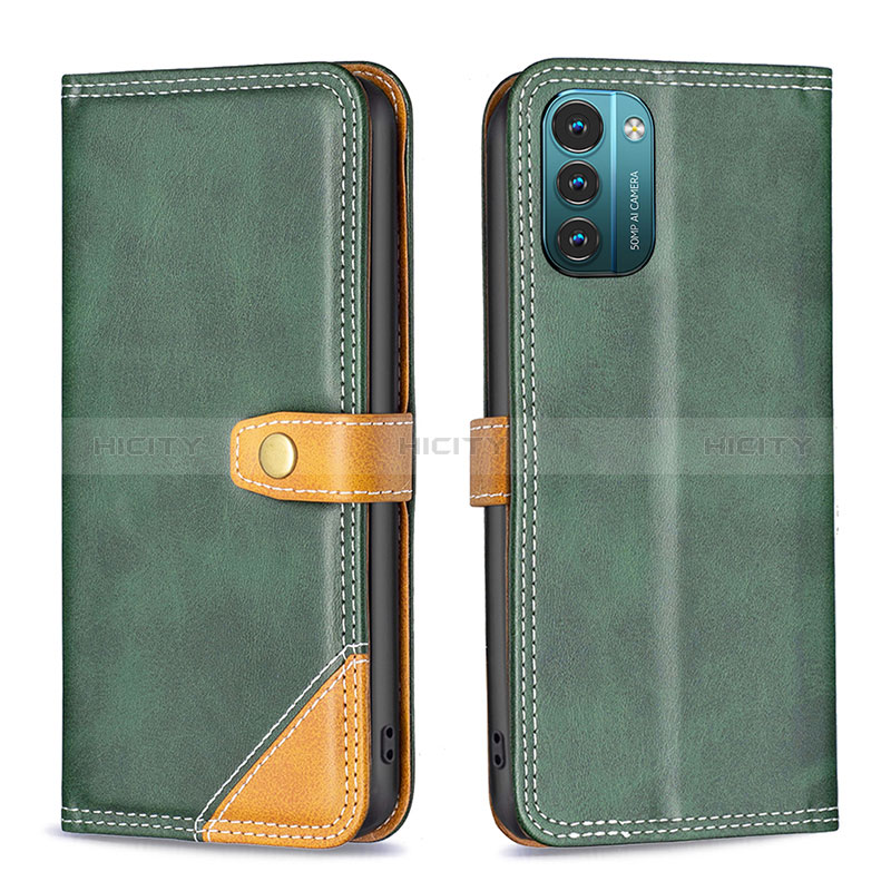 Custodia Portafoglio In Pelle Cover con Supporto B14F per Nokia G11 Verde