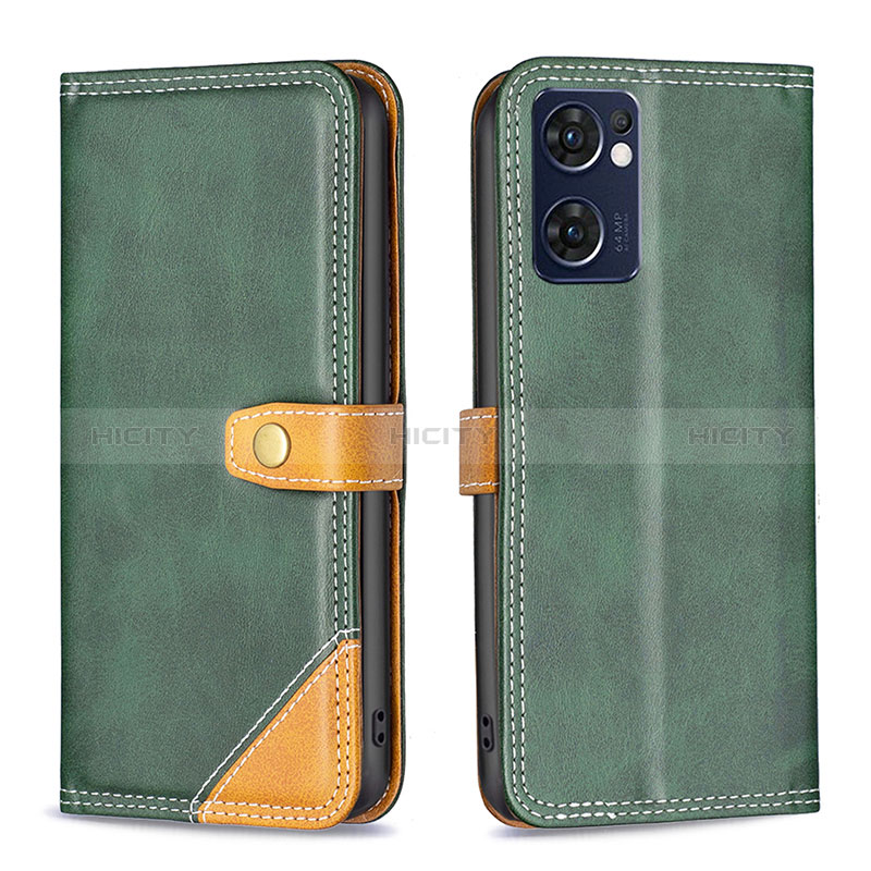 Custodia Portafoglio In Pelle Cover con Supporto B14F per OnePlus Nord CE 2 5G Verde