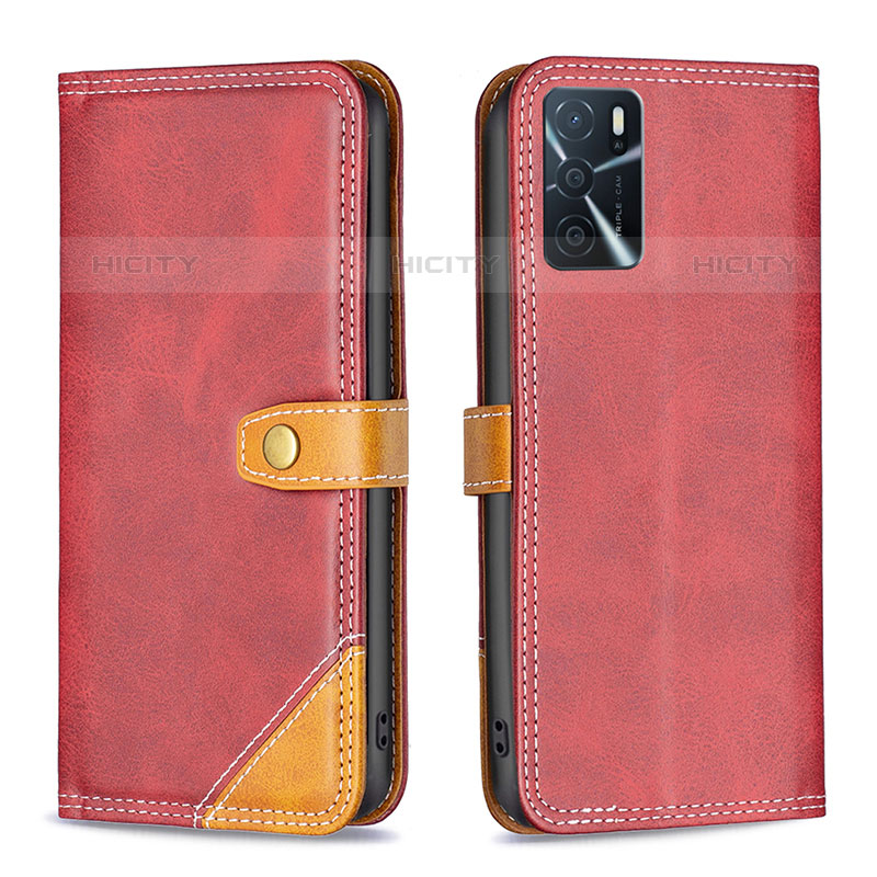 Custodia Portafoglio In Pelle Cover con Supporto B14F per Oppo A16s Rosso