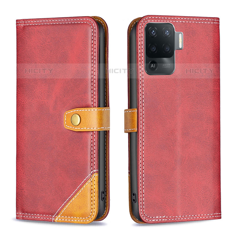 Custodia Portafoglio In Pelle Cover con Supporto B14F per Oppo A94 4G Rosso