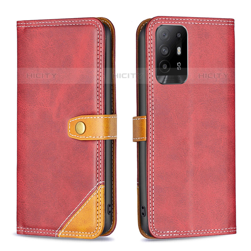 Custodia Portafoglio In Pelle Cover con Supporto B14F per Oppo A94 5G Rosso