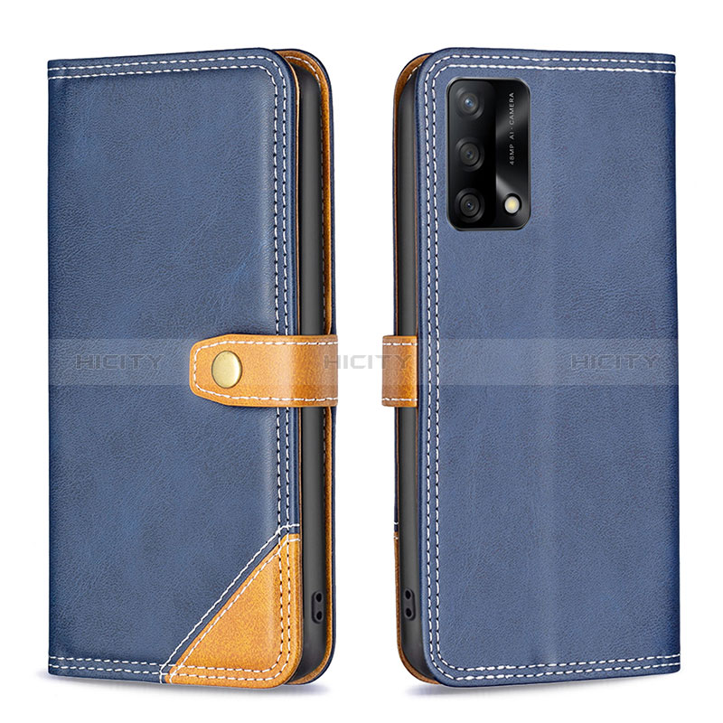 Custodia Portafoglio In Pelle Cover con Supporto B14F per Oppo F19s Blu