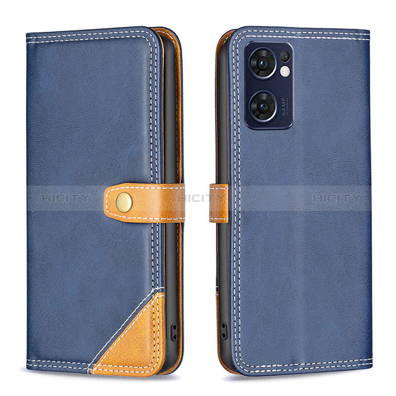 Custodia Portafoglio In Pelle Cover con Supporto B14F per Oppo Find X5 Lite 5G Blu