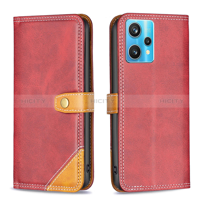 Custodia Portafoglio In Pelle Cover con Supporto B14F per Realme 9 4G Rosso