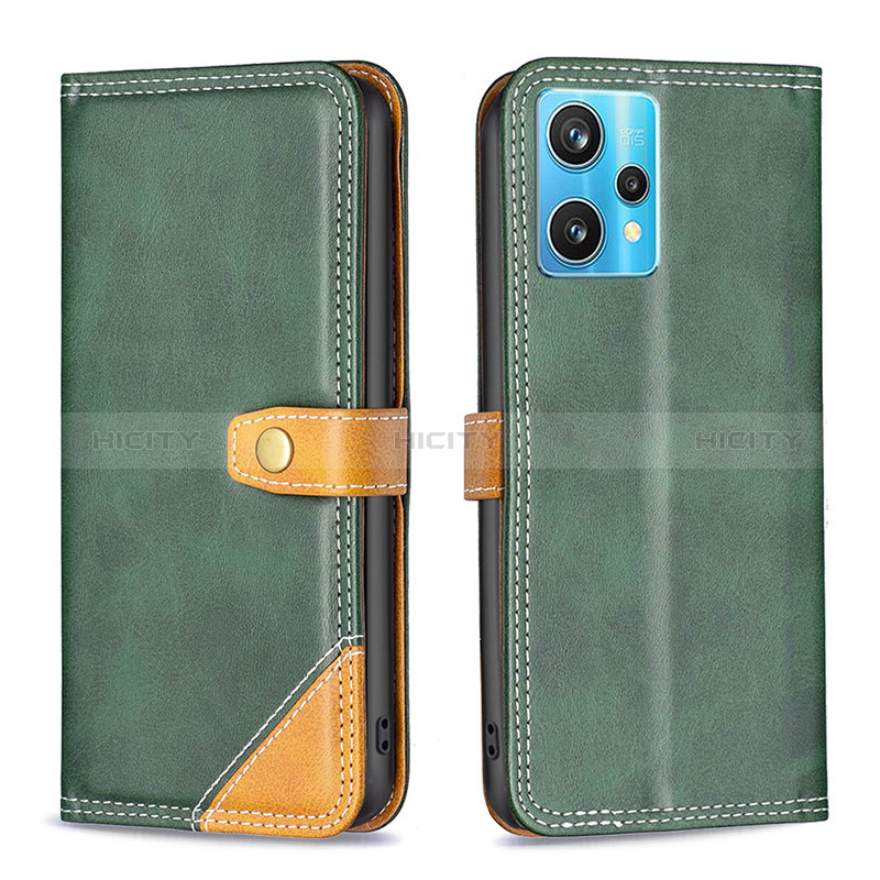 Custodia Portafoglio In Pelle Cover con Supporto B14F per Realme 9 4G Verde