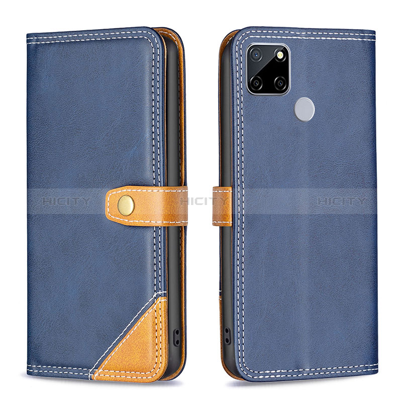 Custodia Portafoglio In Pelle Cover con Supporto B14F per Realme C12 Blu