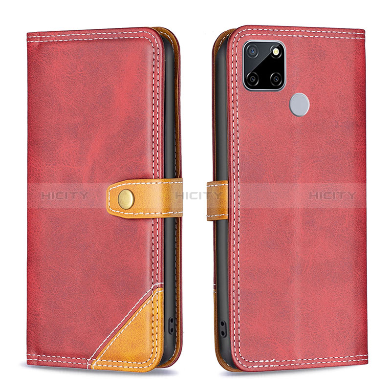 Custodia Portafoglio In Pelle Cover con Supporto B14F per Realme C12 Rosso