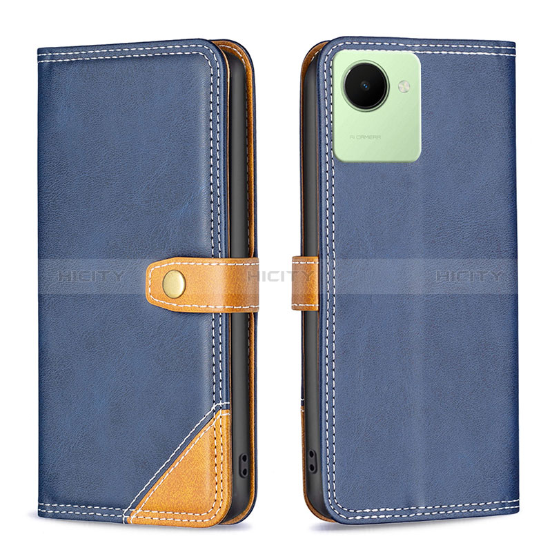 Custodia Portafoglio In Pelle Cover con Supporto B14F per Realme Narzo 50i Prime Blu