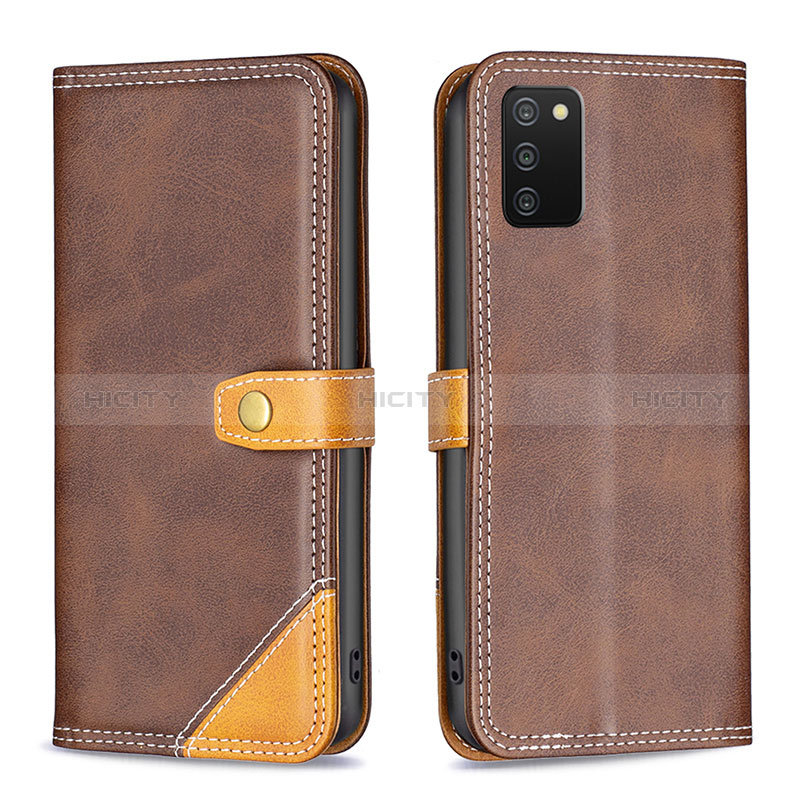 Custodia Portafoglio In Pelle Cover con Supporto B14F per Samsung Galaxy A02s Marrone