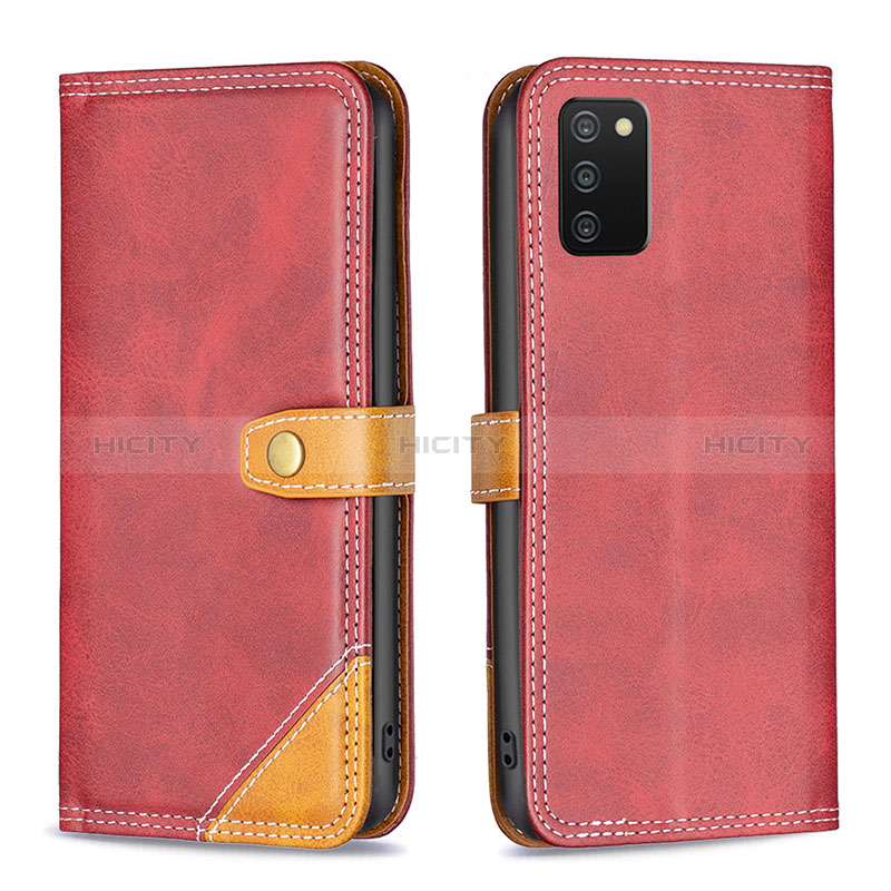 Custodia Portafoglio In Pelle Cover con Supporto B14F per Samsung Galaxy A02s Rosso