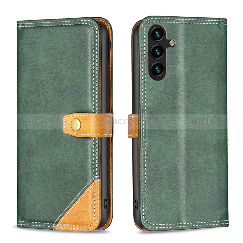 Custodia Portafoglio In Pelle Cover con Supporto B14F per Samsung Galaxy A04s Verde