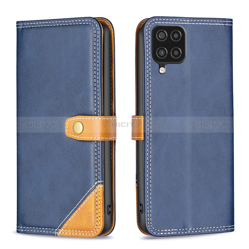 Custodia Portafoglio In Pelle Cover con Supporto B14F per Samsung Galaxy A12 Nacho Blu