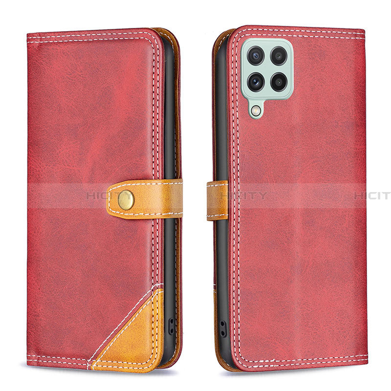 Custodia Portafoglio In Pelle Cover con Supporto B14F per Samsung Galaxy A22 4G Rosso