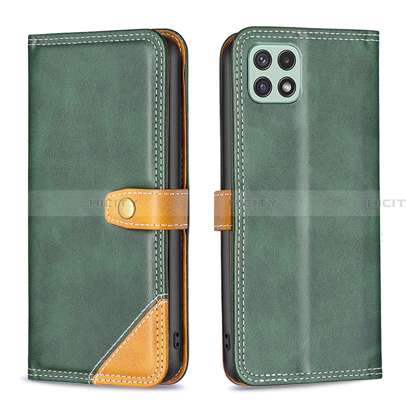 Custodia Portafoglio In Pelle Cover con Supporto B14F per Samsung Galaxy A22 5G Verde