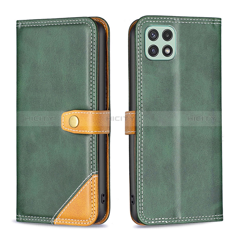 Custodia Portafoglio In Pelle Cover con Supporto B14F per Samsung Galaxy A22s 5G Verde