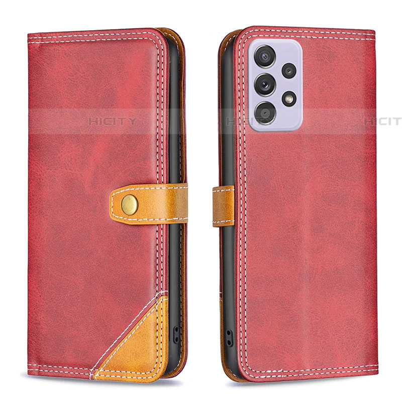 Custodia Portafoglio In Pelle Cover con Supporto B14F per Samsung Galaxy A52 5G Rosso