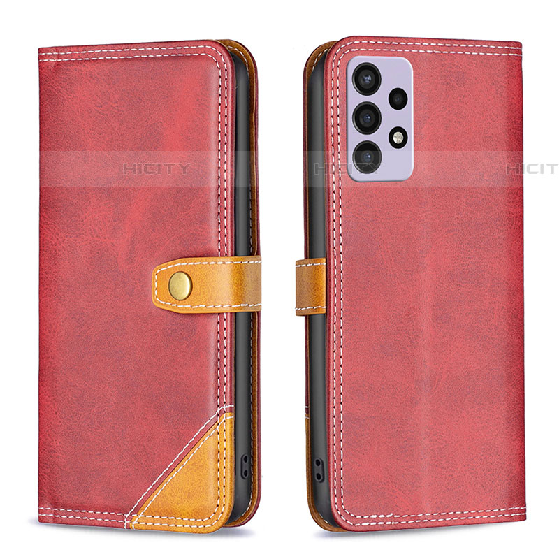 Custodia Portafoglio In Pelle Cover con Supporto B14F per Samsung Galaxy A72 5G Rosso