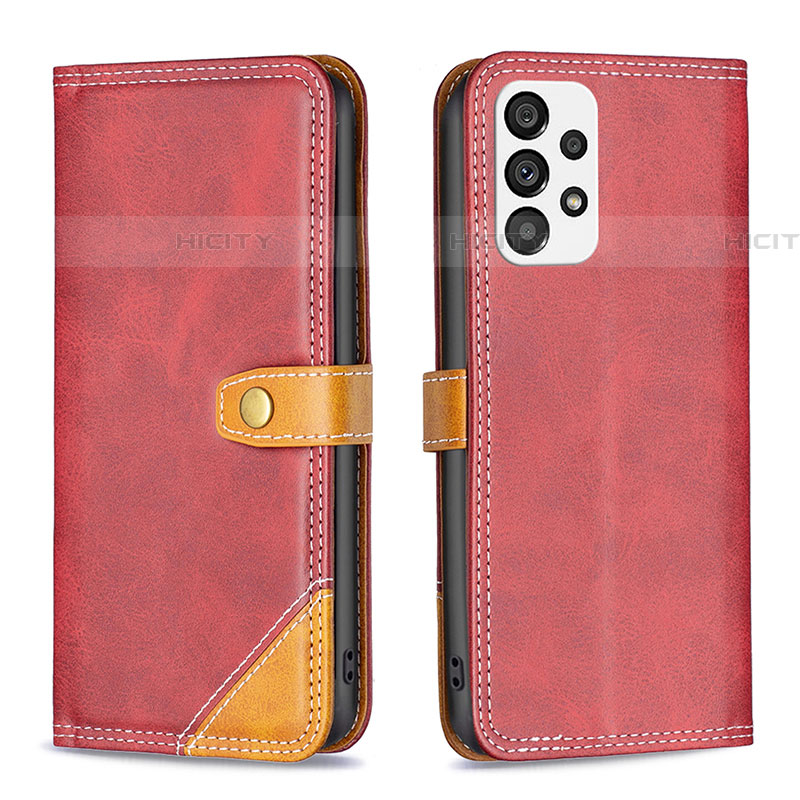 Custodia Portafoglio In Pelle Cover con Supporto B14F per Samsung Galaxy A73 5G Rosso