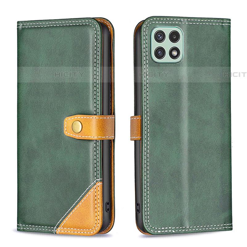 Custodia Portafoglio In Pelle Cover con Supporto B14F per Samsung Galaxy F42 5G Verde