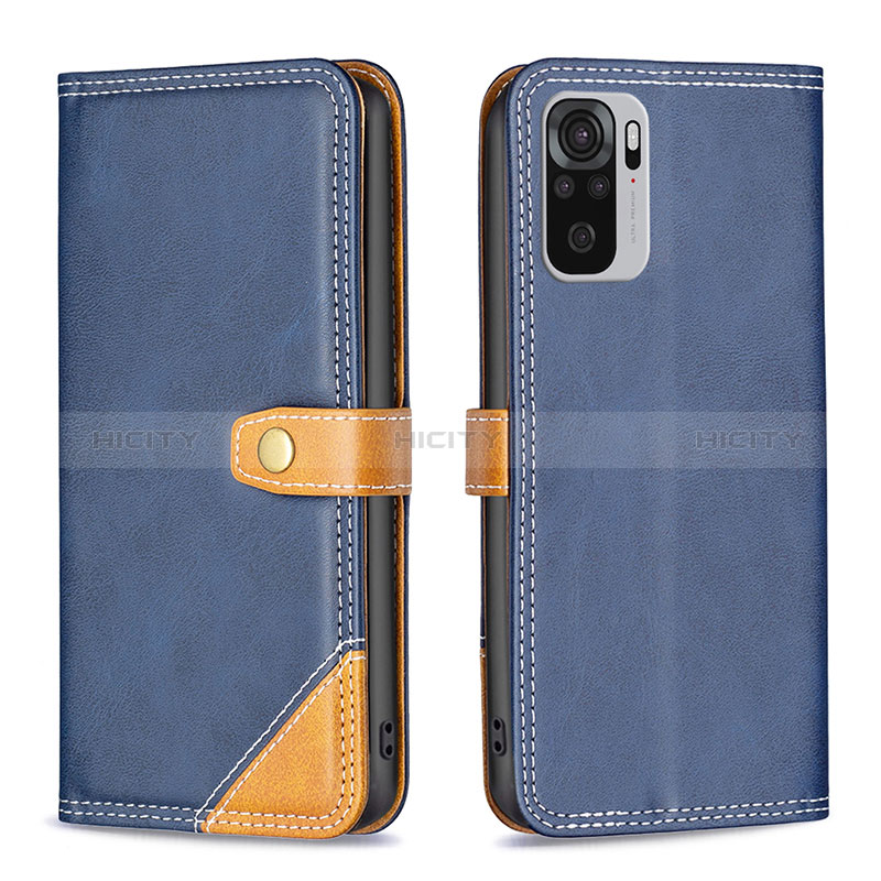 Custodia Portafoglio In Pelle Cover con Supporto B14F per Xiaomi Poco M5S Blu