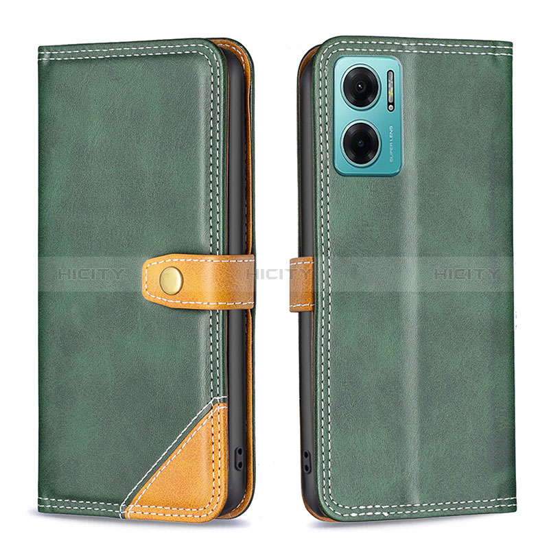 Custodia Portafoglio In Pelle Cover con Supporto B14F per Xiaomi Redmi 10 5G Verde