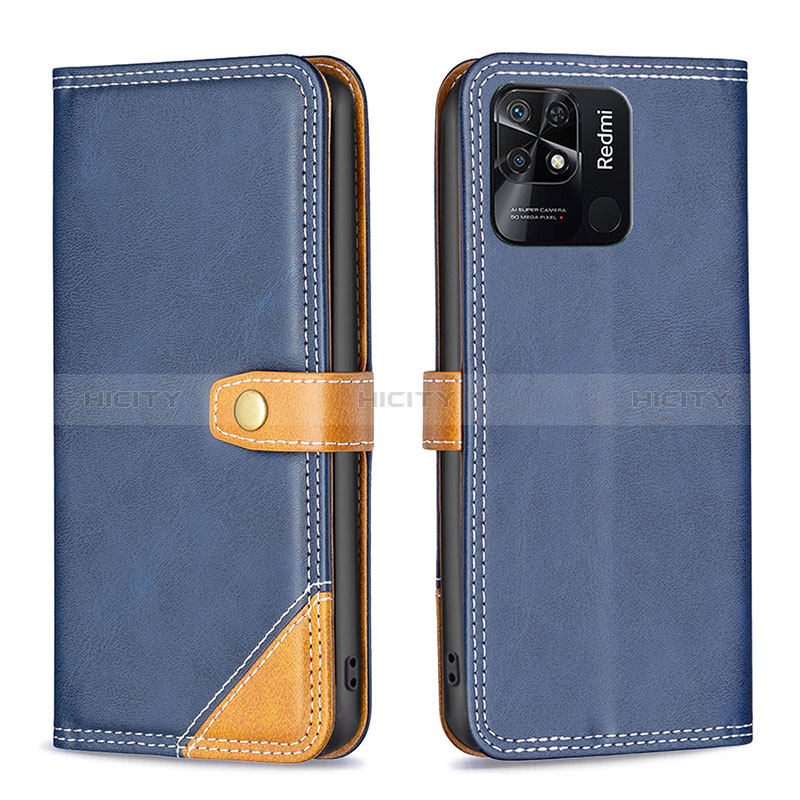 Custodia Portafoglio In Pelle Cover con Supporto B14F per Xiaomi Redmi 10C 4G Blu