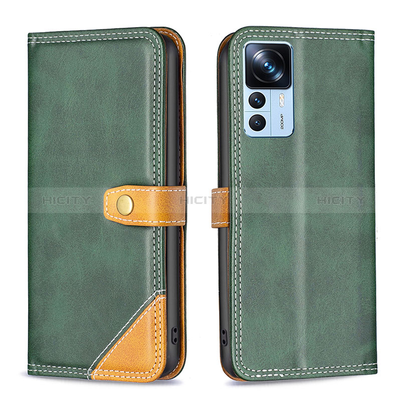 Custodia Portafoglio In Pelle Cover con Supporto B14F per Xiaomi Redmi K50 Ultra 5G Verde