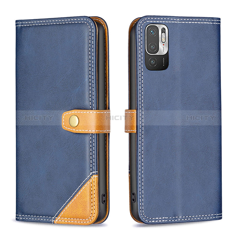 Custodia Portafoglio In Pelle Cover con Supporto B14F per Xiaomi Redmi Note 10 5G Blu