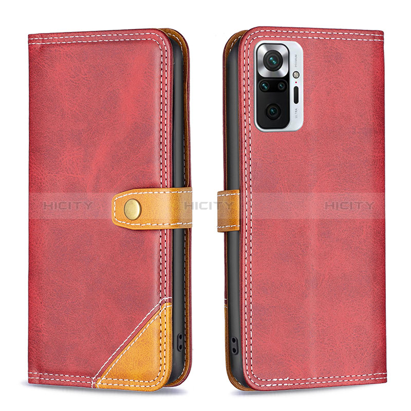 Custodia Portafoglio In Pelle Cover con Supporto B14F per Xiaomi Redmi Note 10 Pro 4G Rosso