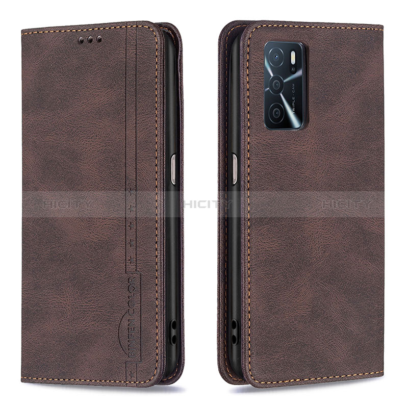 Custodia Portafoglio In Pelle Cover con Supporto B15F per Oppo A16 Marrone