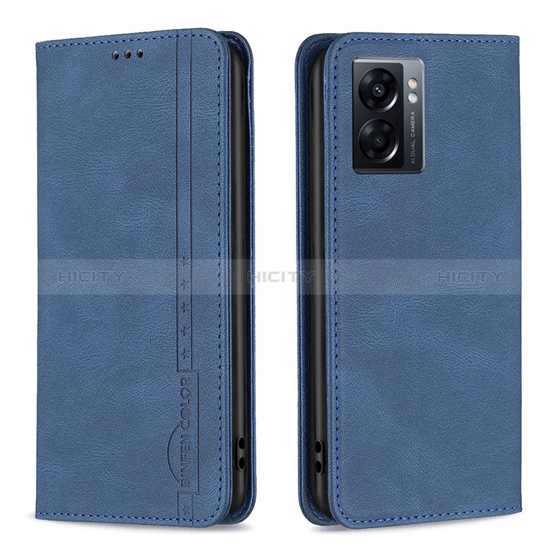 Custodia Portafoglio In Pelle Cover con Supporto B15F per Oppo A56S 5G Blu