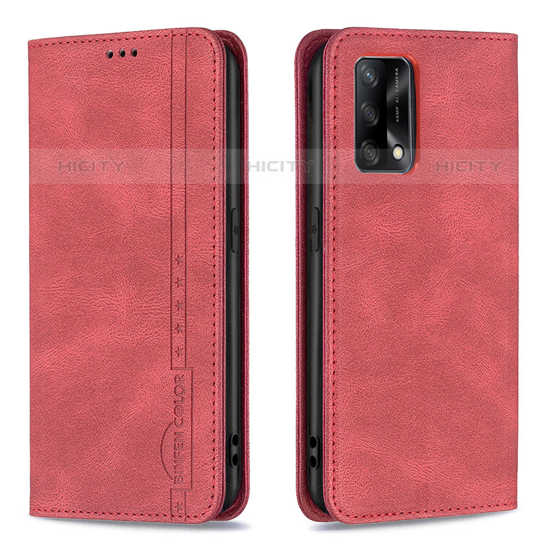 Custodia Portafoglio In Pelle Cover con Supporto B15F per Oppo A74 4G Rosso