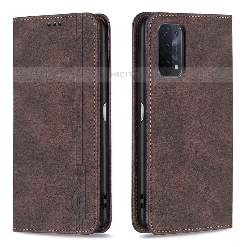 Custodia Portafoglio In Pelle Cover con Supporto B15F per Oppo A93 5G Marrone