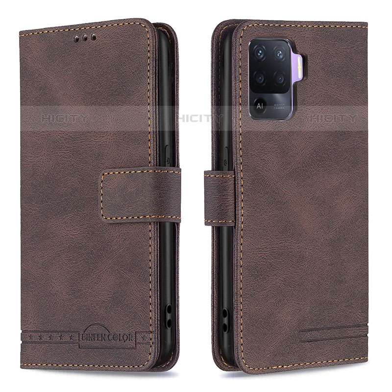 Custodia Portafoglio In Pelle Cover con Supporto B15F per Oppo A94 4G Marrone