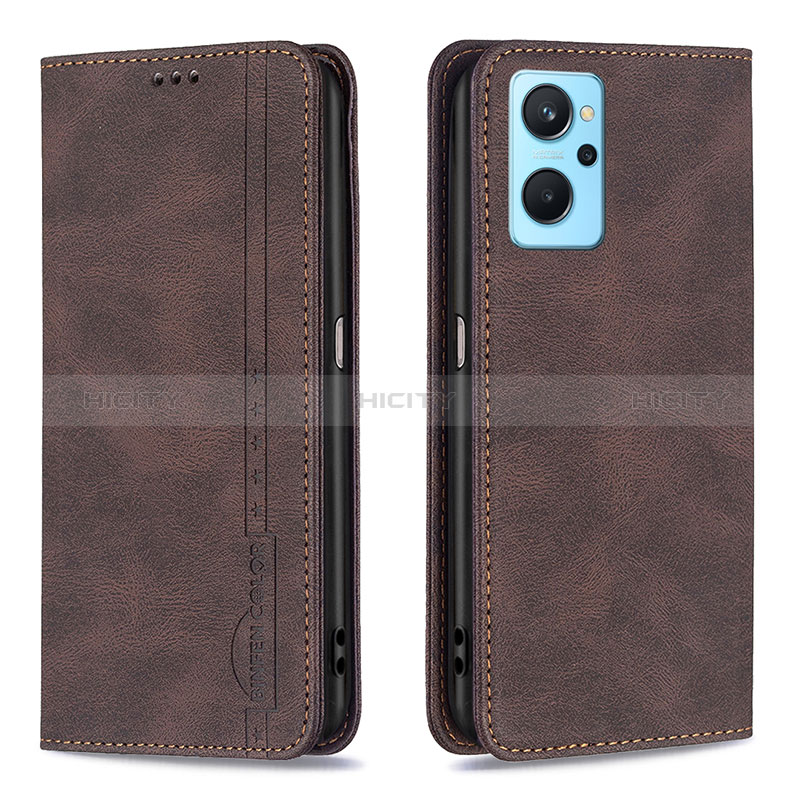 Custodia Portafoglio In Pelle Cover con Supporto B15F per Oppo A96 4G Marrone