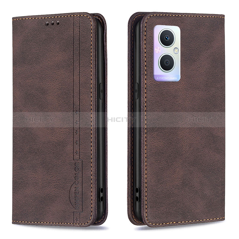 Custodia Portafoglio In Pelle Cover con Supporto B15F per Oppo A96 5G Marrone