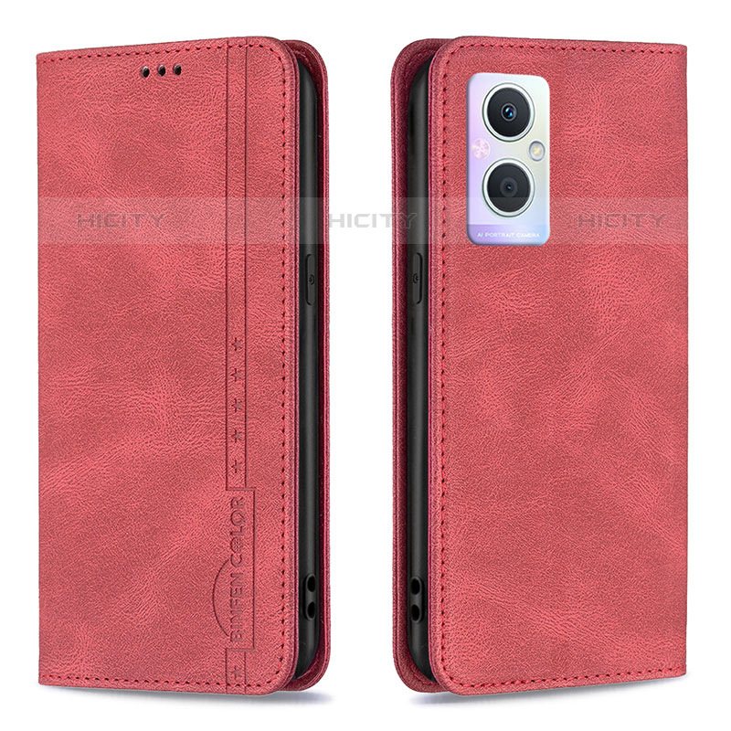 Custodia Portafoglio In Pelle Cover con Supporto B15F per Oppo F21 Pro 5G Rosso