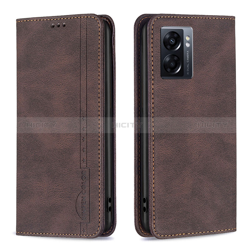 Custodia Portafoglio In Pelle Cover con Supporto B15F per Oppo K10 5G India Marrone