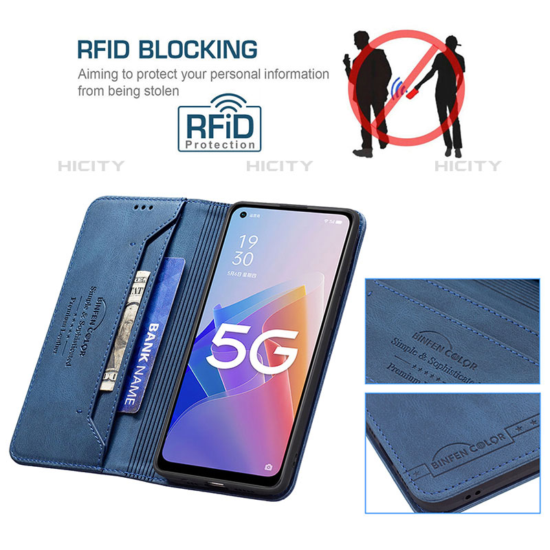 Custodia Portafoglio In Pelle Cover con Supporto B15F per Oppo Reno8 Lite 5G