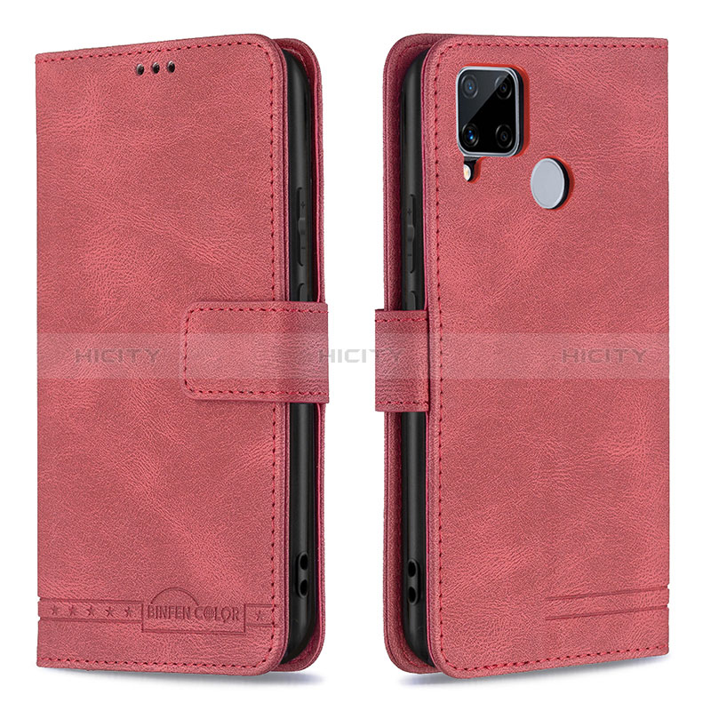 Custodia Portafoglio In Pelle Cover con Supporto B15F per Realme 7i RMX2193 Rosso