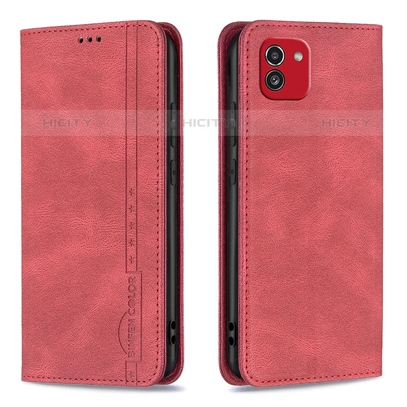 Custodia Portafoglio In Pelle Cover con Supporto B15F per Samsung Galaxy A03 Rosso