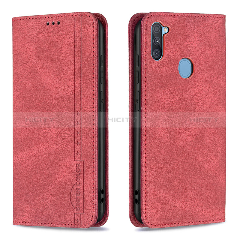 Custodia Portafoglio In Pelle Cover con Supporto B15F per Samsung Galaxy A11 Rosso