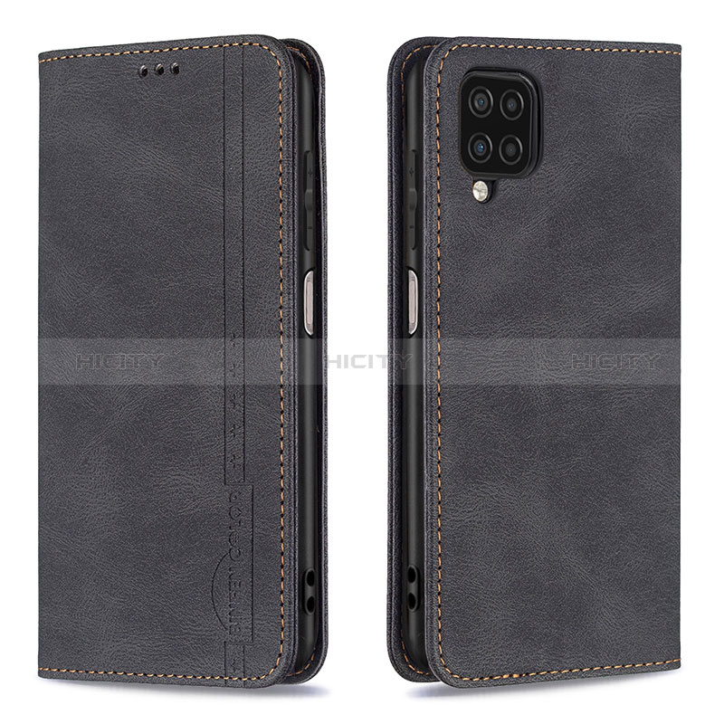 Custodia Portafoglio In Pelle Cover con Supporto B15F per Samsung Galaxy A12 Nero