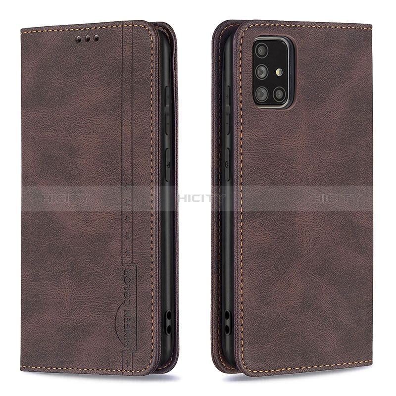 Custodia Portafoglio In Pelle Cover con Supporto B15F per Samsung Galaxy A71 5G Marrone