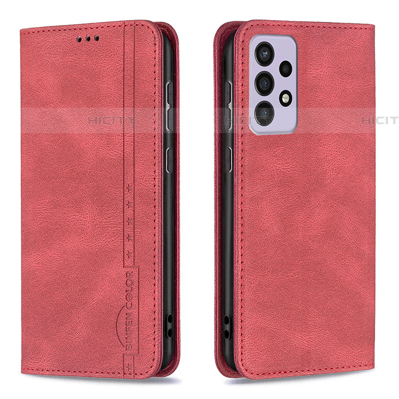 Custodia Portafoglio In Pelle Cover con Supporto B15F per Samsung Galaxy A73 5G Rosso